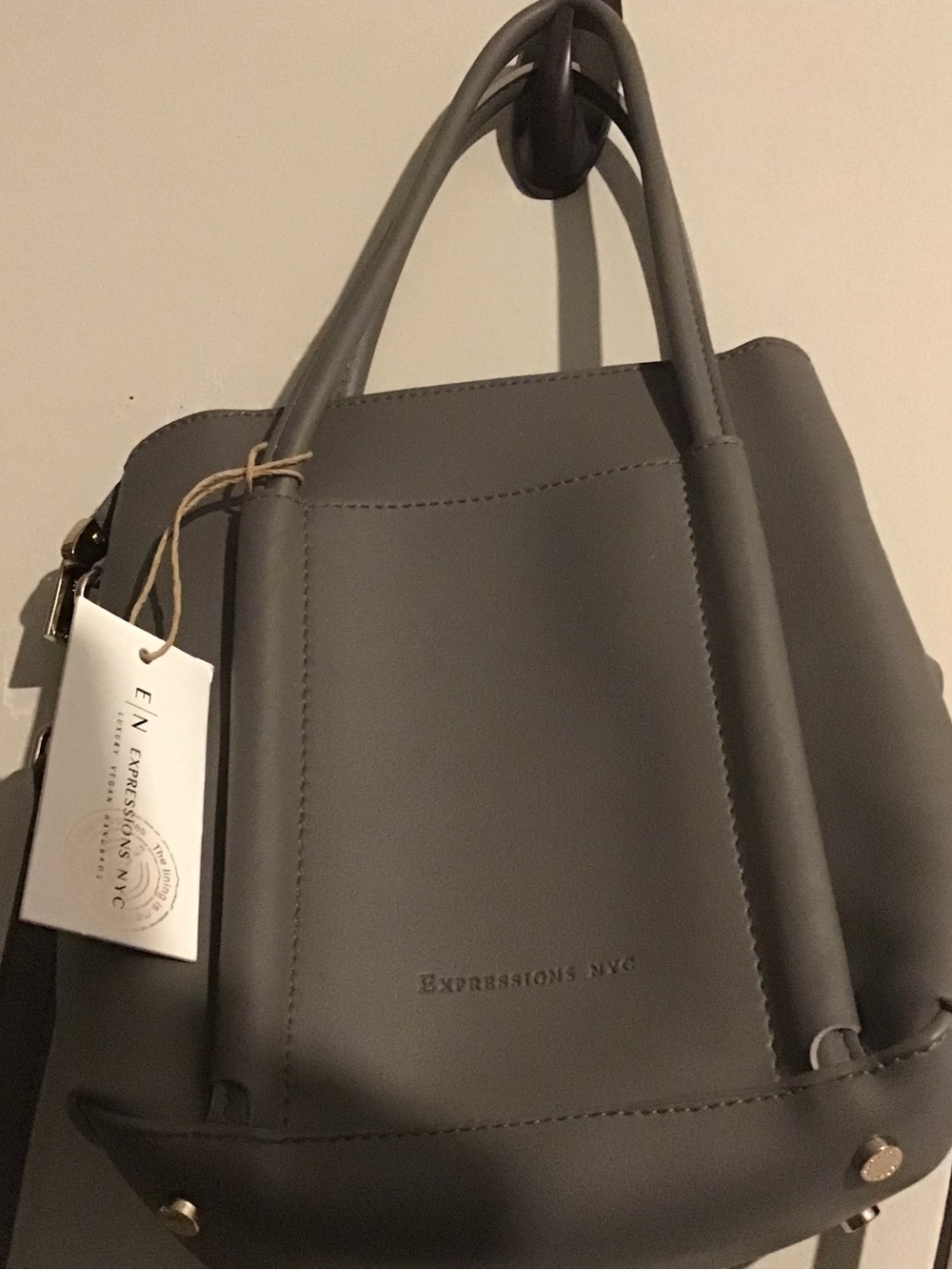 Expressions Gray Structured Tote with Double Handles